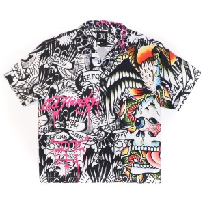 Ed Hardy Battle Skull Boxy Camp Shirt Erkek Gömlek Renkli | 02765-VACP