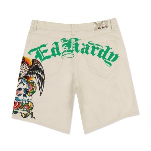 Ed Hardy Battle Skull Skater Short Erkek Pantolon Haki | 89760-VWQP