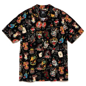 Ed Hardy Black Flashboard Camp Shirt Erkek Gömlek Siyah | 49035-JDKQ