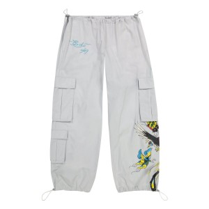Ed Hardy Butterflies Poplin Cargo Pant Kadın Pantolon Açık Gri | 49531-TZYN