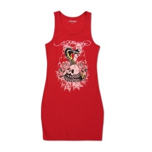 Ed Hardy Cobra Rib Tank Dress Kadın Elbise Kırmızı | 61738-DRHF