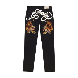 Ed Hardy Crawling Tiger Slim Taper Jean Kadın Denim Siyah | 59031-QEFP