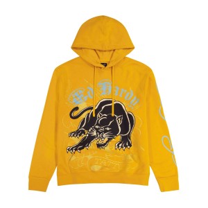 Ed Hardy Crouching Panther Hoodie Erkek Kapşonlu Marigold | 04286-BUMV