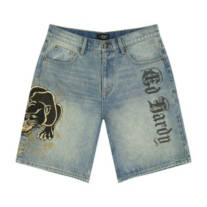 Ed Hardy Crouching Panther Skater Shorts Erkek Denim Açık | 63905-SPYF