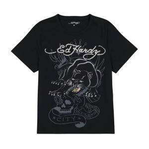 Ed Hardy Crouching Panther Tee Erkek Tişört Siyah | 41863-UEDZ
