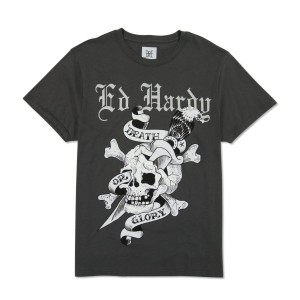 Ed Hardy DG Skull Erkek Tişört Gri | 36918-GTMP