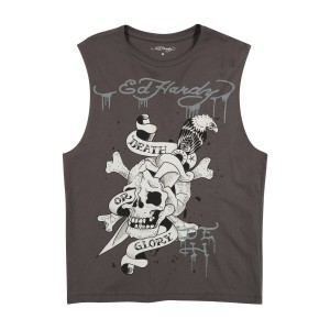 Ed Hardy DG Skull Mens Cut Off Tee Erkek Tişört Gri | 74892-CQAL