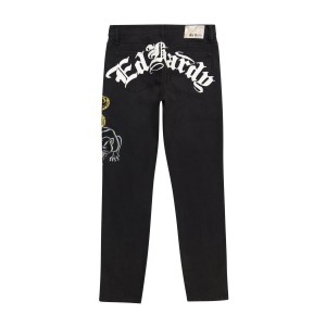 Ed Hardy Dagger Skull Slim Taper Jean Erkek Denim Siyah | 28641-KHAF