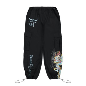 Ed Hardy Dragon Poplin Cargo Pants Kadın Pantolon Siyah | 16359-NBWV