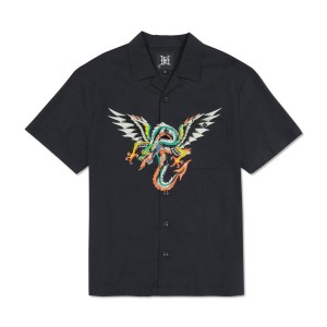 Ed Hardy Dragon Twill Erkek Gömlek Siyah | 78493-OJBP