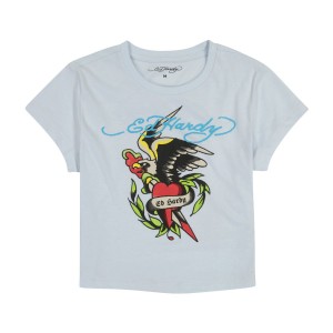 Ed Hardy Eagle Heart Baby Tee Kadın Baby Tees Mavi | 09863-OFBH