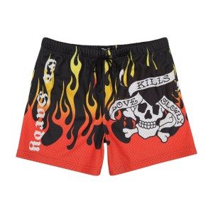 Ed Hardy Fire LKS Skull Mens Short Erkek Pantolon Siyah | 42139-YNZH