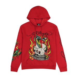Ed Hardy Flame Cobra Hoodie Erkek Kapşonlu Pembe | 64871-YTSO
