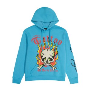 Ed Hardy Flame Skull Hoodie Erkek Kapşonlu Jewel | 98157-UYCP