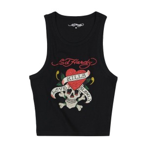 Ed Hardy LKS Black Rib Tank Top Kadın Atlet Siyah | 27698-HJFS
