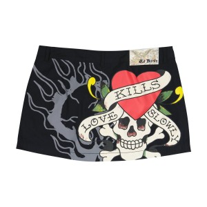 Ed Hardy LKS Skull Poplin Mini Skirt Kadın Pantolon Siyah | 78563-IXAZ