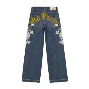 Ed Hardy Limited Edition DG Skull Wide Leg Jean Kadın Denim Medium Vintage | 50912-AYXH