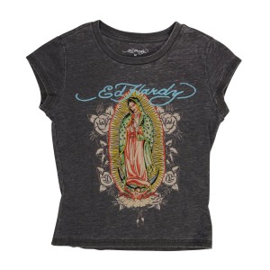 Ed Hardy Mary Burnout Cap Sleeve Tee Kadın Baby Tees Gri | 14582-VOTW