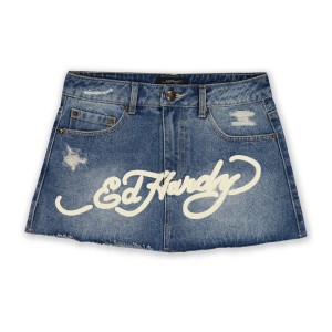 Ed Hardy Multi Tattoo Denim Mini Skirt Kadın Pantolon Açık Mavi | 70618-XDFH
