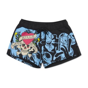Ed Hardy NYC Skull Fleece Sweatshort Kadın Pantolon Siyah | 20691-EKXU
