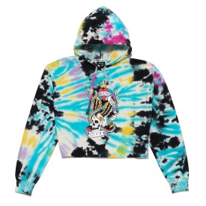 Ed Hardy Nyc Skull Cropped Fleece Hoodie Kadın Kapşonlu Renkli | 60931-GIHO