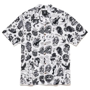 Ed Hardy Off White Flashboard Camp Shirt Erkek Gömlek Beyaz | 60497-AYRW