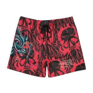 Ed Hardy Panther Dragon Mesh Basketball Short Erkek Pantolon Pembe | 07298-GJAN