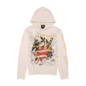 Ed Hardy Pierced Eagle Mens Hoodie Erkek Kapşonlu Beyaz | 60534-ATXI