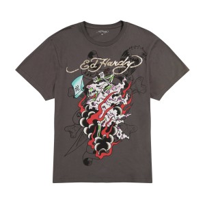Ed Hardy Reaper Mens Tee Erkek Tişört Gri | 05623-GDFC