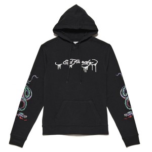 Ed Hardy Snake Hoodie Erkek Kapşonlu Siyah | 80629-GHKF
