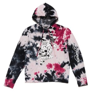 Ed Hardy Storm Tie Dye Skull Hoodie Erkek Kapşonlu Storm | 17063-GRFP