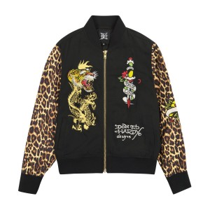 Ed Hardy Tiger Dagger Souvenir Jacket Kadın Dış Giyim Leopar | 91345-HOIX