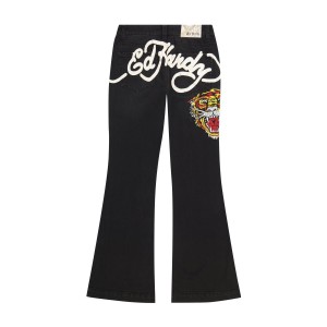 Ed Hardy Tiger Head Slim Flare Jean Kadın Pantolon Siyah | 82594-AFNZ